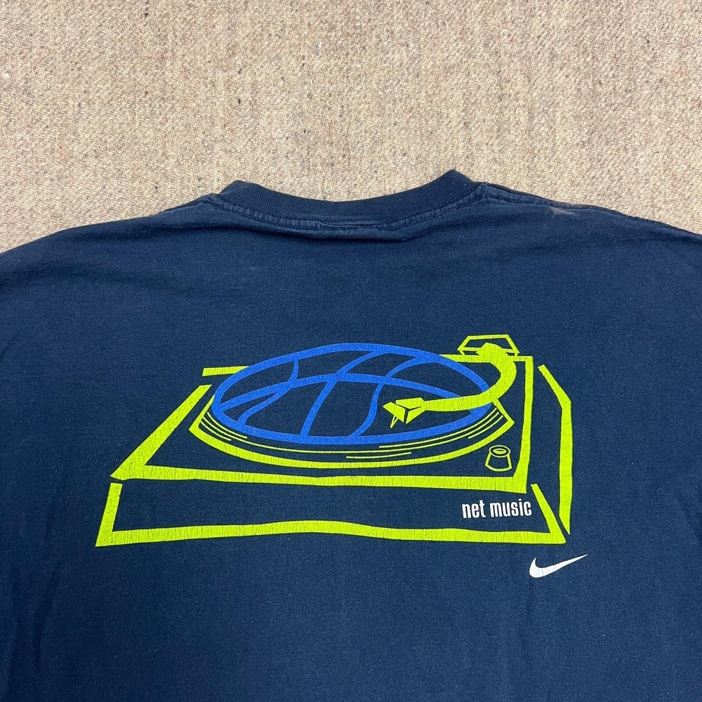 Vintage Nike Net Music Shirt Mens Large Blue 2000s DJ Swoosh - Picture 5 of 10